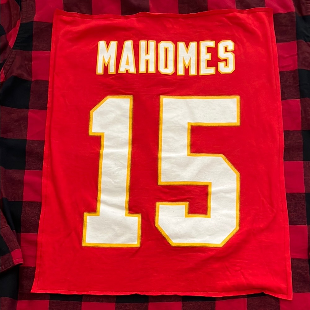 Kansas City Chiefs Mahomes 15 Flannel Shirt upcycled unisex size XXL - Picture 3 of 7